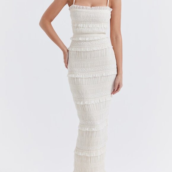 House of CB Dresses & Skirts - House of CB Ivory Sequin Pleat Maxi glamorous, sparkle sequin Dress "Solana"